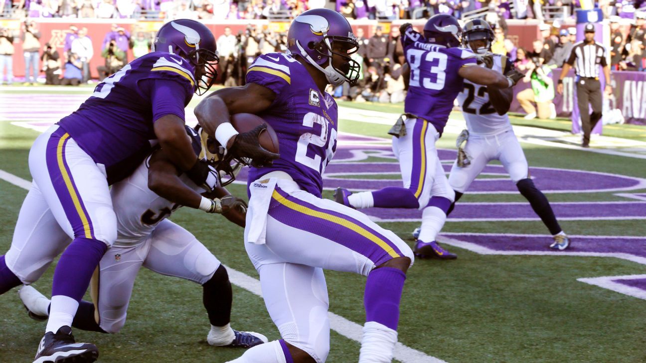 Adrian Peterson getting the better of Todd Gurley