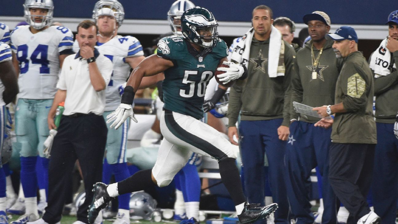Eagles place LB Hicks on IR with torn pec muscle