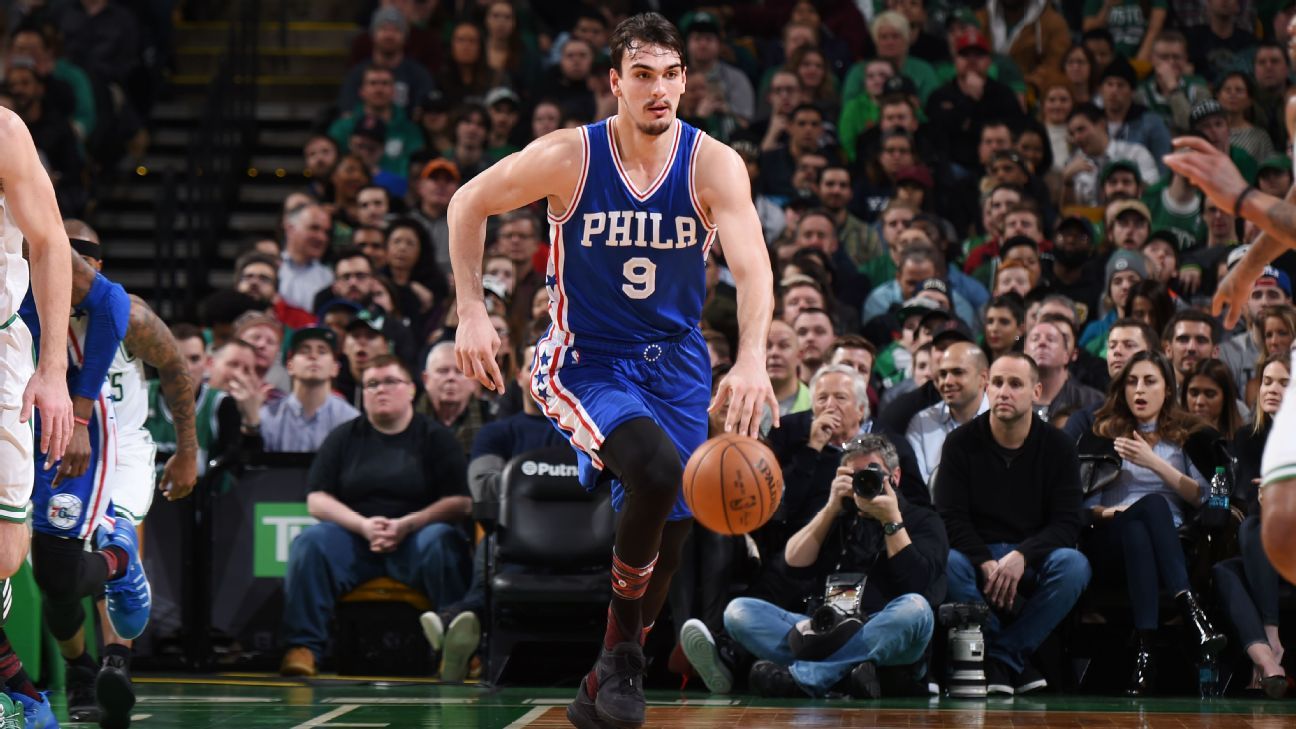 Dario Saric of Philadelphia 76ers being treated for Dario Saric of Philadelphia 76ers being treated for