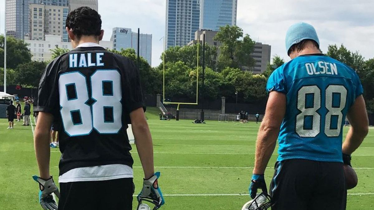 Panthers TE Olsen grants wish for 17-year-old boy
