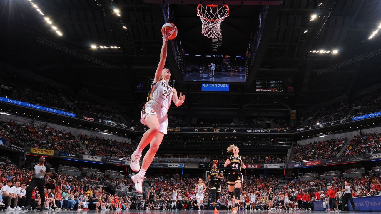 Caitlin Clark posts double-double, Fever win third straight - ESPN