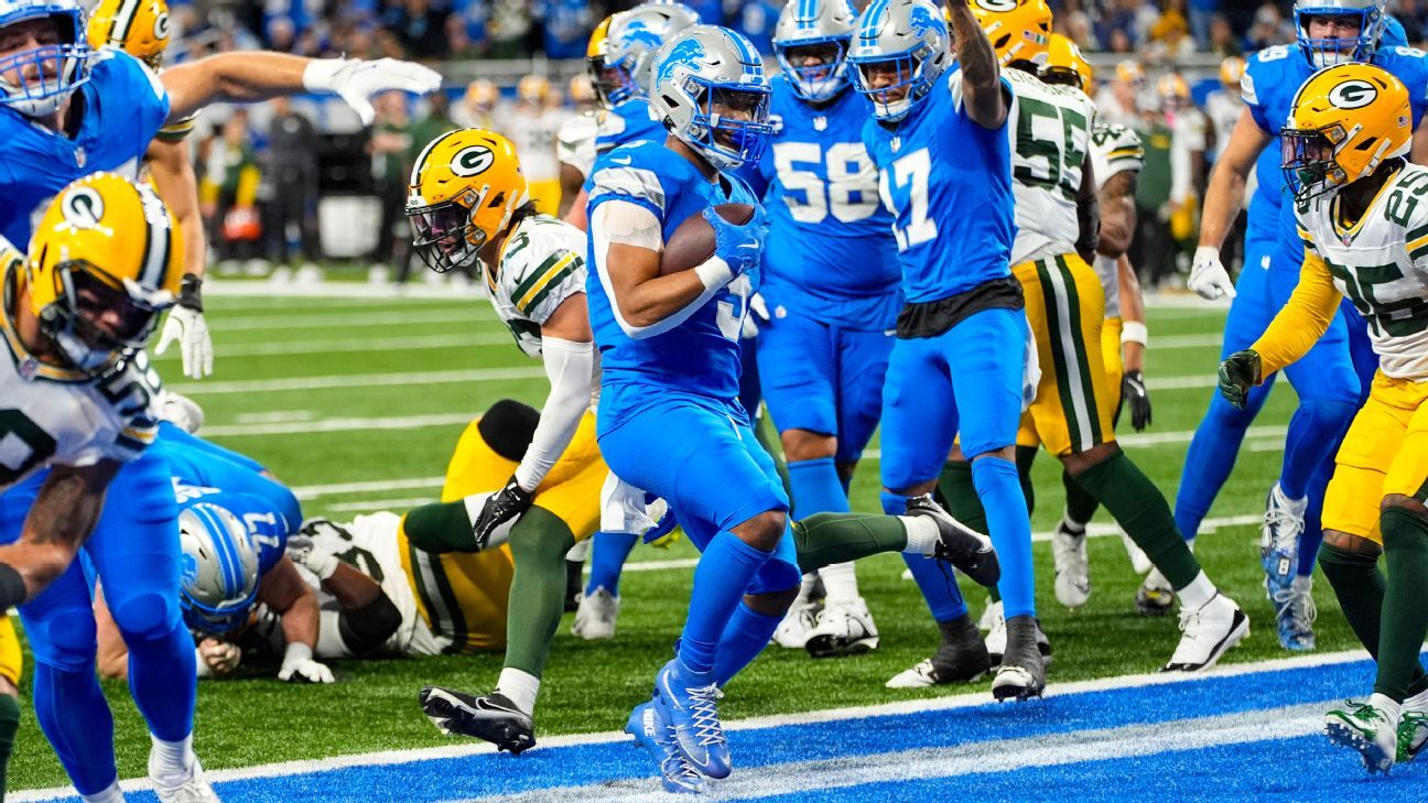 Lions RBs David Montgomery, Jahmyr Gibbs score vs. Packers - ESPN