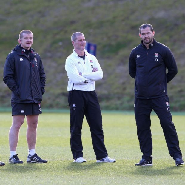 Mike Catt, skills coach, Graham Rowntree, forwards coach, Stuart Lancaster, head coach and backs coach Andy Farrell