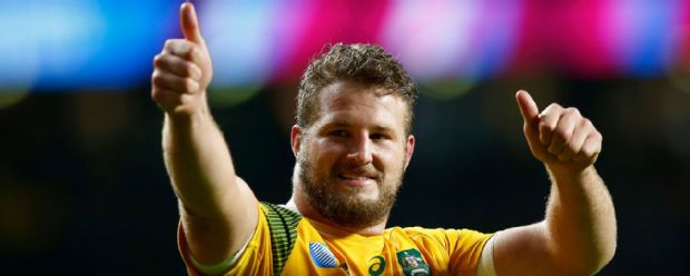 James Slipper salutes the crowd after Australia's victory over Wales