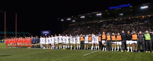 Saracens and Toulouse players observe a minute's silence