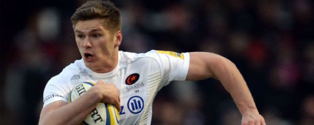 Owen Farrell of Saracens during the Aviva Premiership match between Newcastle Falcons and Saracens
