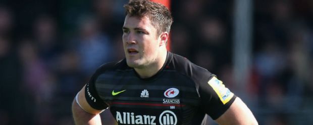 Brad Barritt of Saracens looks on during the Aviva Premiership match between Saracens and Leicester Tigers