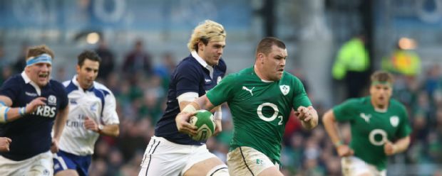 Cian Healy on the charge against Scotland