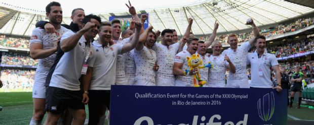 England Sevens celebrate qualifying for the 2016 Olympic Games