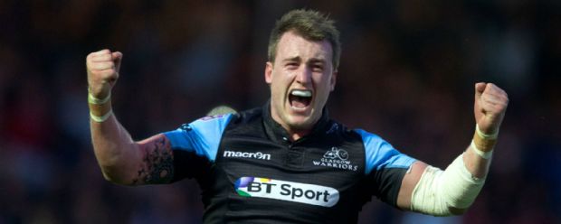 Stuart Hogg celebrates for Glasgow Warriors