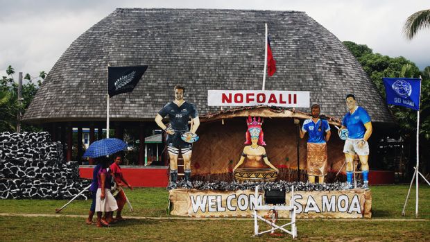 Hand-made All Blacks posters in Samoa
