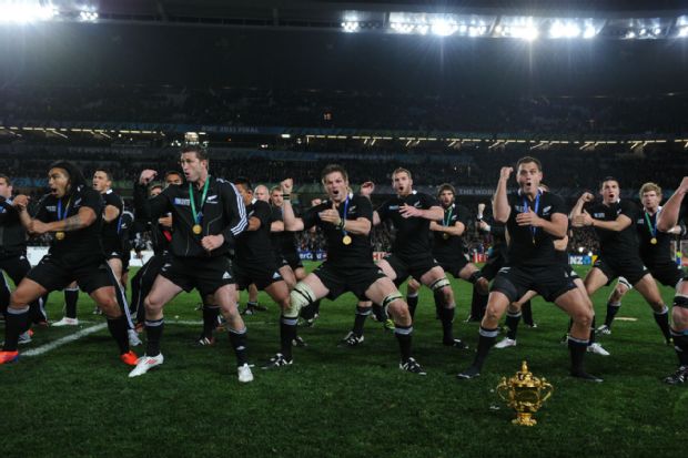 New Zealand perform the Haka after winning the 2011 Rugby World Cup