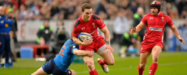 George North and Leigh Halfpenny in action for Wales against France in the 2015 Six Nations Championship