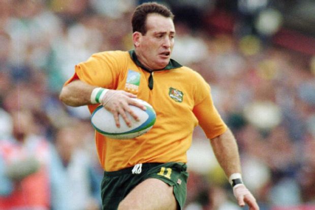 David Campese of Australia runs with the ball