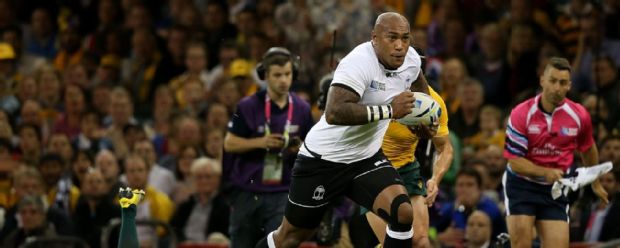 Nemani Nadolo crashes through Will Genia's tackle