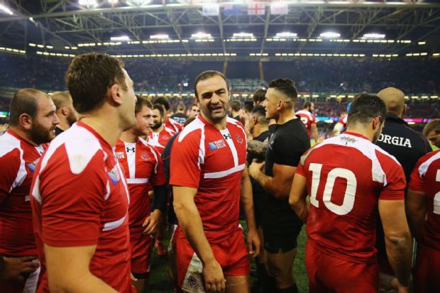 Mamuka Gorgodze looks on after Georgia's World Cup clash against the All Blacks