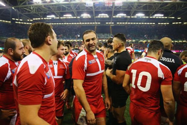Mamuka Gorgodze looks on after Georgia's World Cup clash against the All Blacks