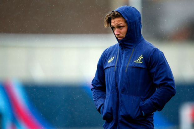 Michael Hooper looks on during a training session