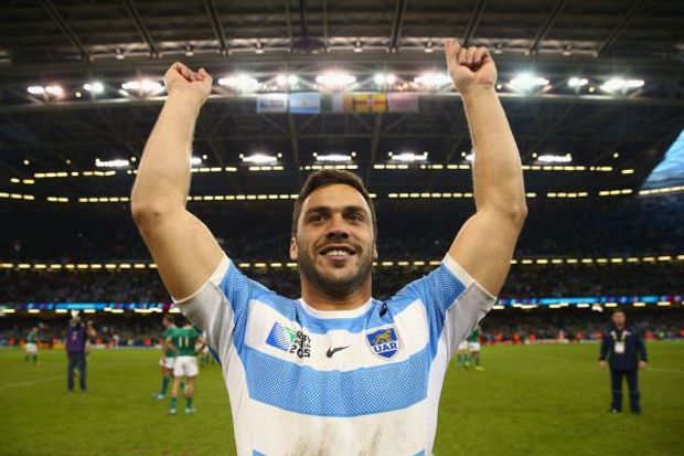 Martin Landajo of Argentina celebrates victory over Ireland