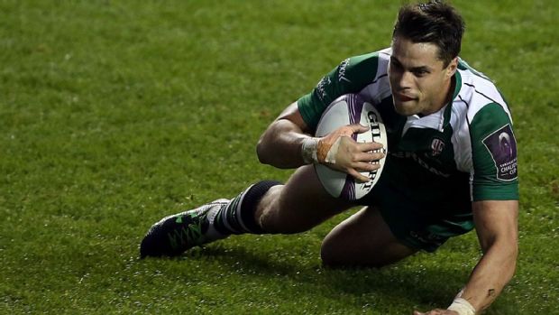 Sean Maitland crosses for London Irish against Agen