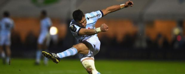 Dan Carter takes a kick during Racing 92's victory over Northampton Saints