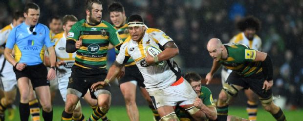 An action shot from Northampton's defeat at home to Wasps