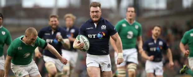 Scotland's Stuart Hogg runs in to score his side's first try