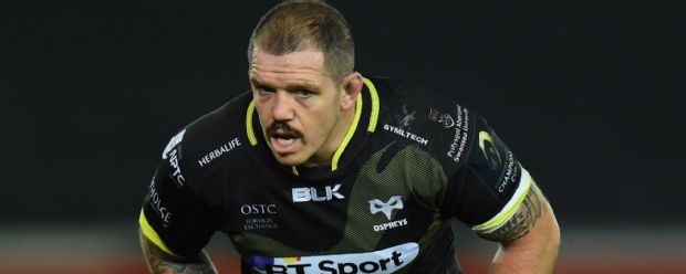 Ospreys player Paul James in action