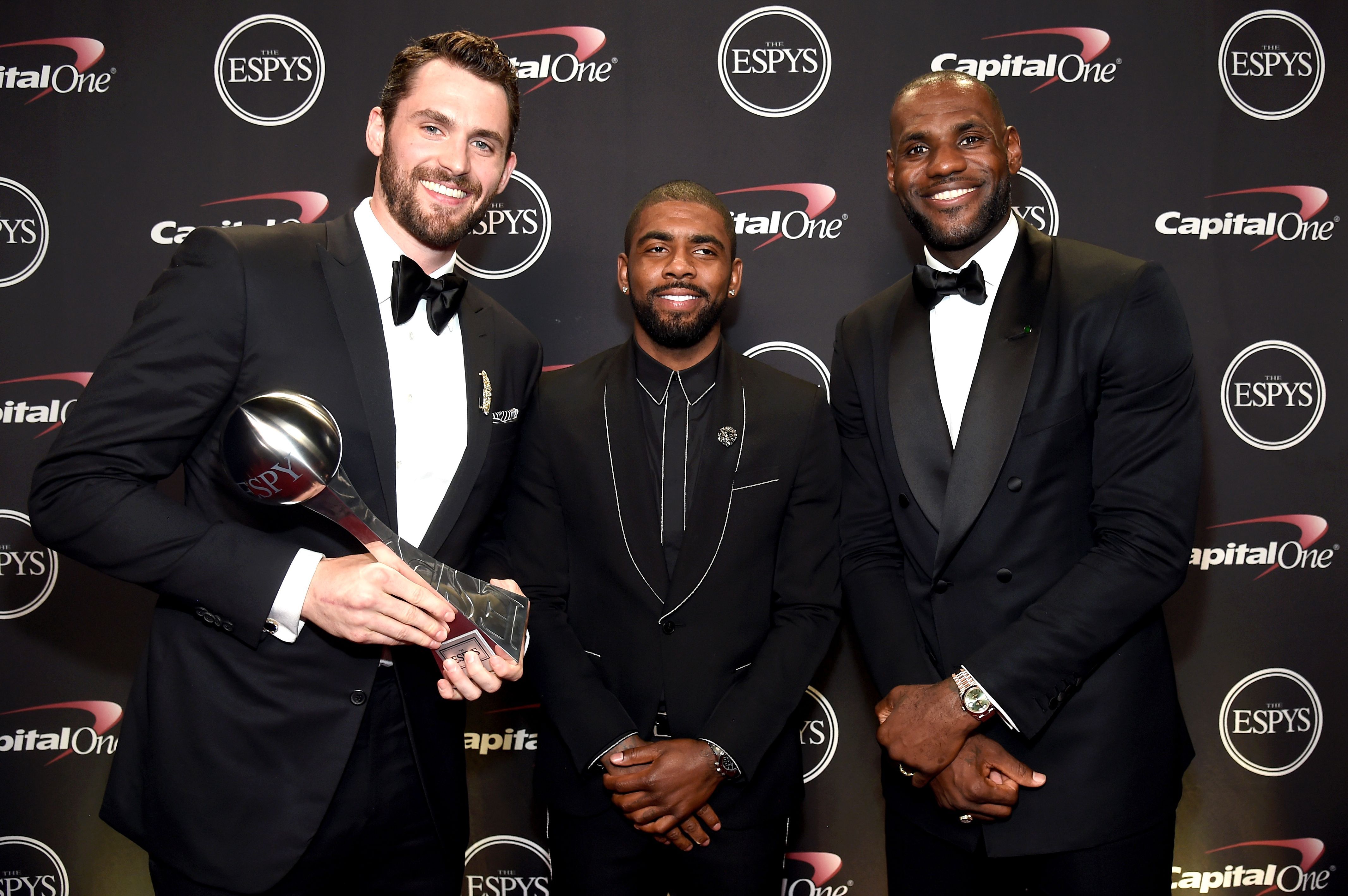 Kevin Love, Kyrie Irving and LeBron James