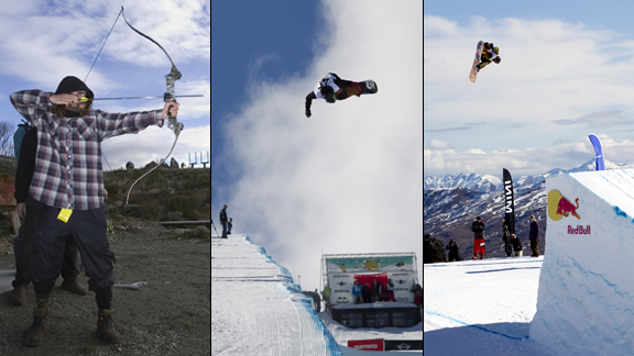 Part party, part snowboard contest. This is what the New Zealand looks like with knife throwing and rally car thrown in.