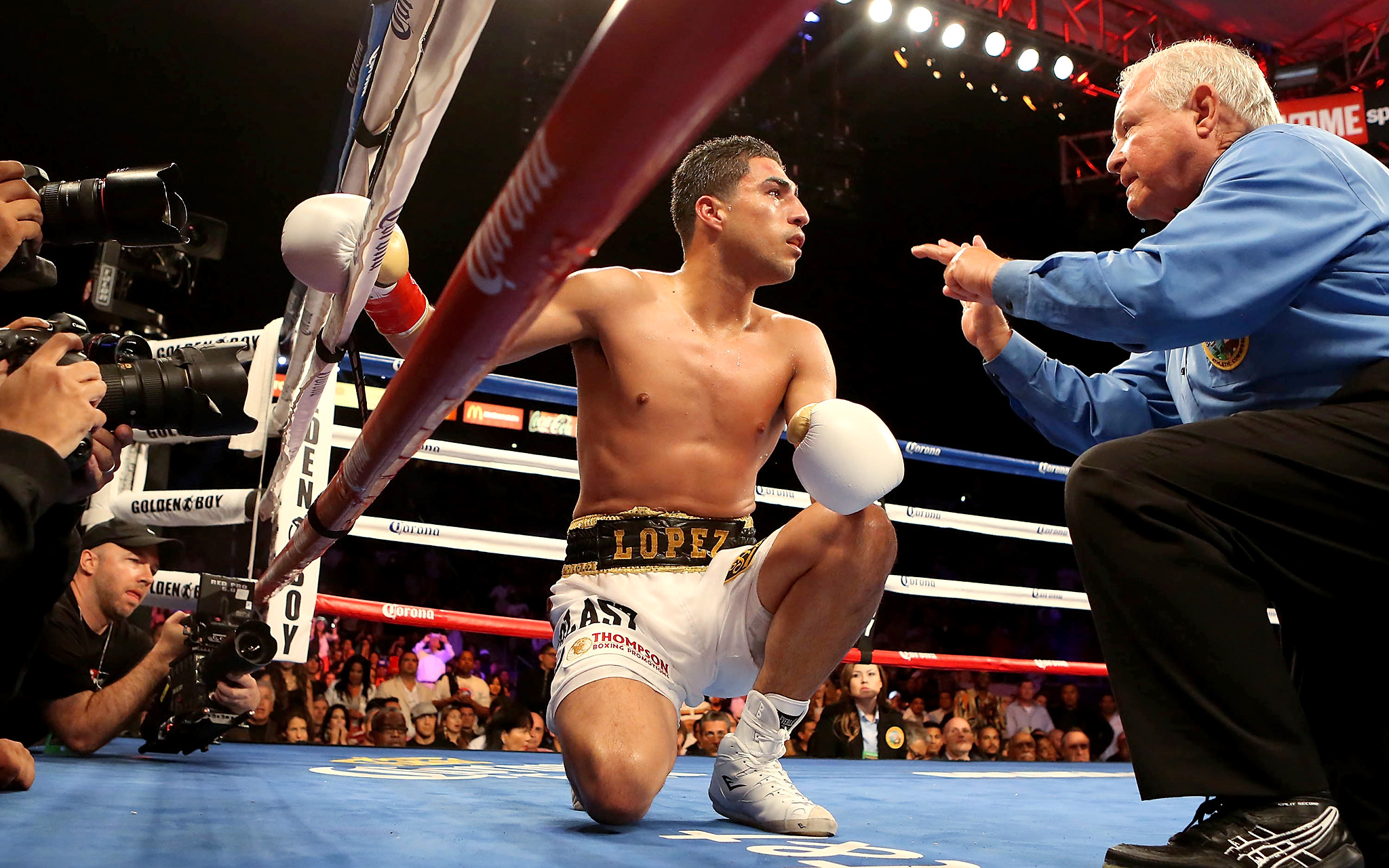 Josesito Lopez after being knocked down Saturday Night At The Fights