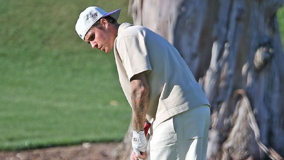 Justin Bieber enjoys a wacky game of golf with DJ Khaled in Miami