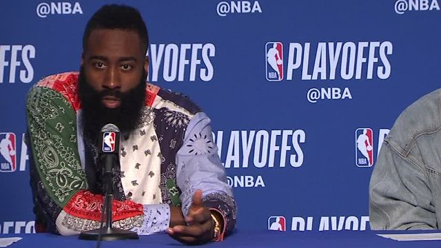 ESPN on X: James Harden with a very colorful outfit before the  Rockets-Warriors game 🎨  / X