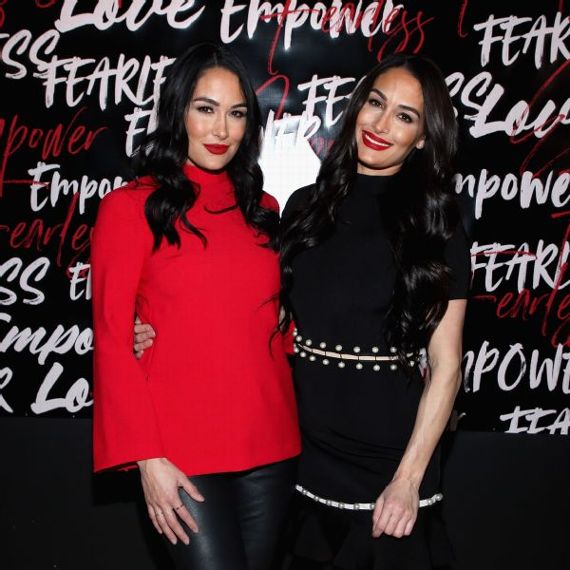 Brie and Nikki Bella seen at Good Day NY promoting the launch of the Belle  Radici