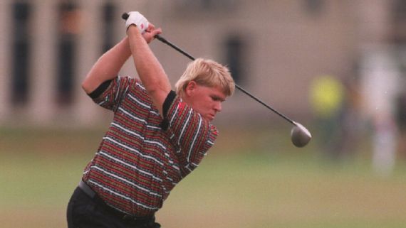 Daly tees off on the 18th hole at the Old Course in 1995. He would go on to win that Open Championship.