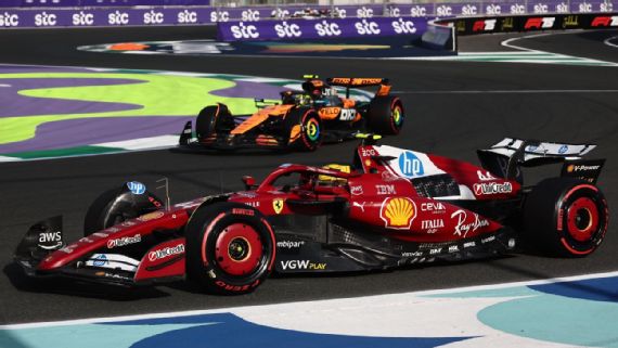Lewis Hamilton and Lando Norris on track