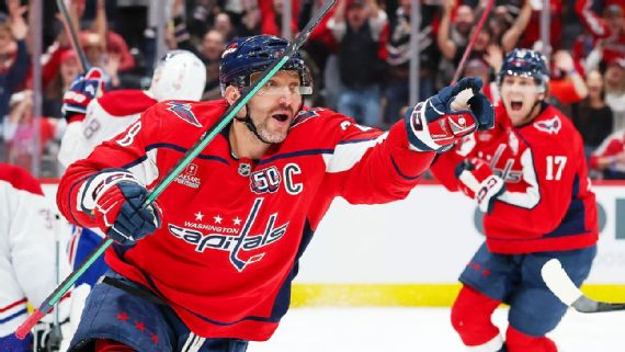 Alex Ovechkin celebrates a goal