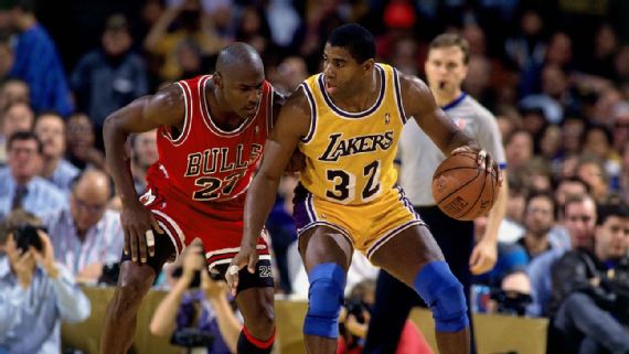 Michael Jordan y Magic Johnson en 1991