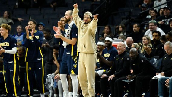Tyrese Haliburton providing encouragement from the sidelines.