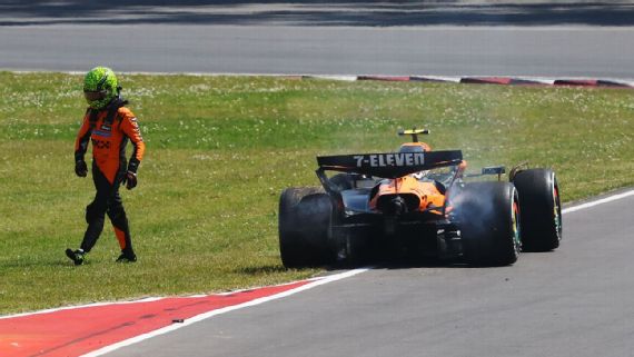 Lando Norris após um acidente no Canadá