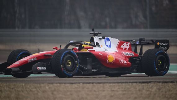 Lewis Hamilton on track in the Ferrari SF-26