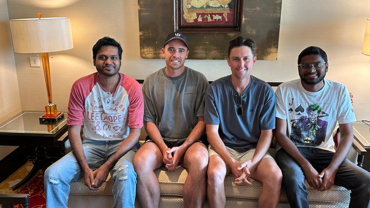 From Chennai, for New Zealand - in the press box with my lil brother