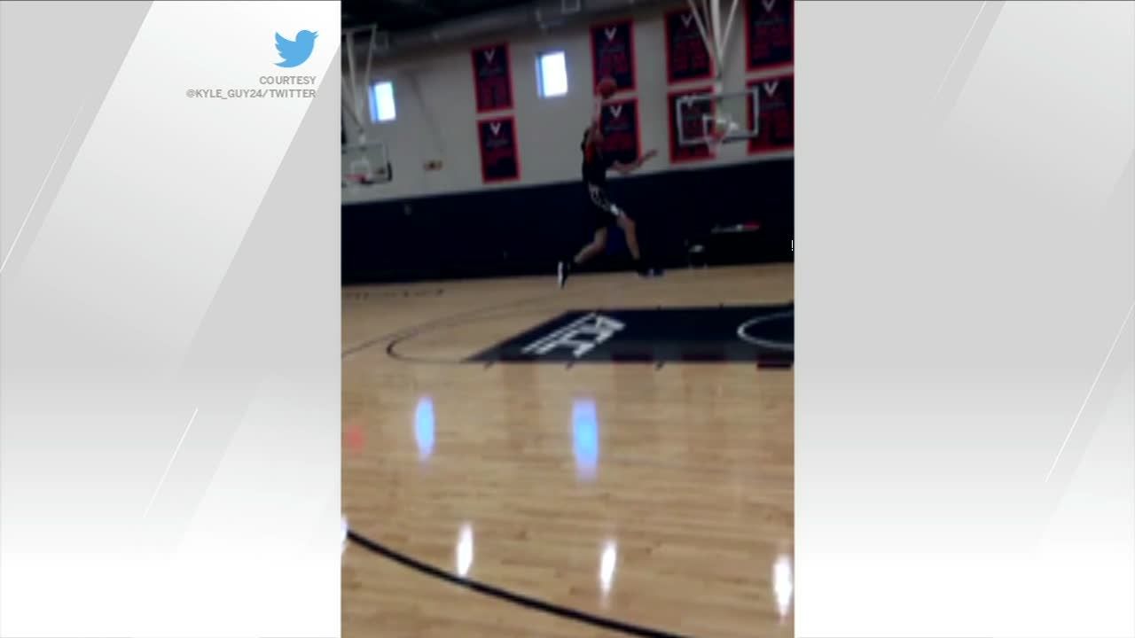 Virginia freshman dunks from free throw line ESPN Video