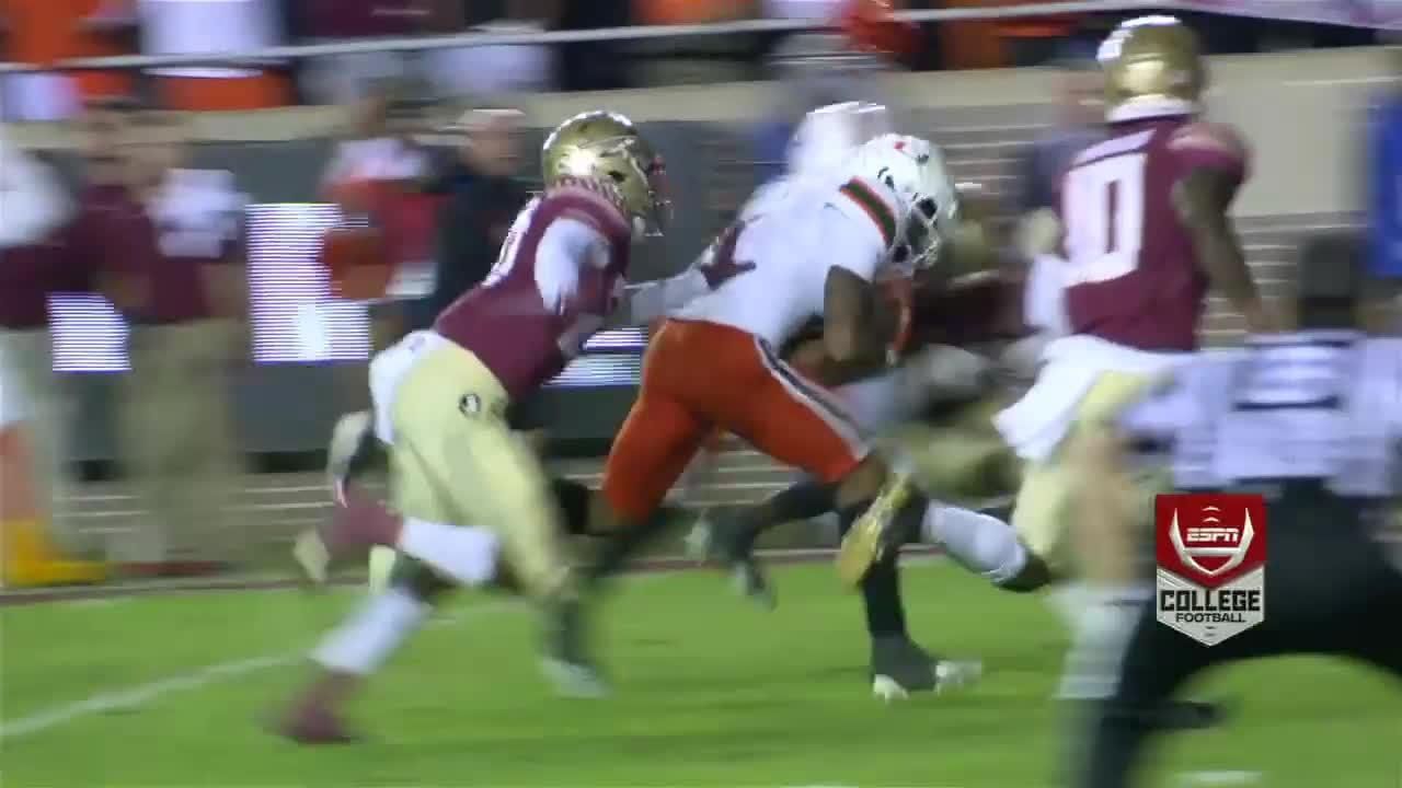 Knighton breaks multiple tackles on 35yard TD for Miami ESPN Video