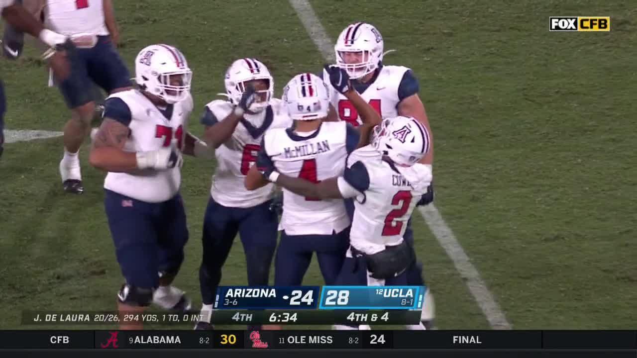 Arizona uses clutch TD on 4th down to upset No. 12 UCLA ESPN Video