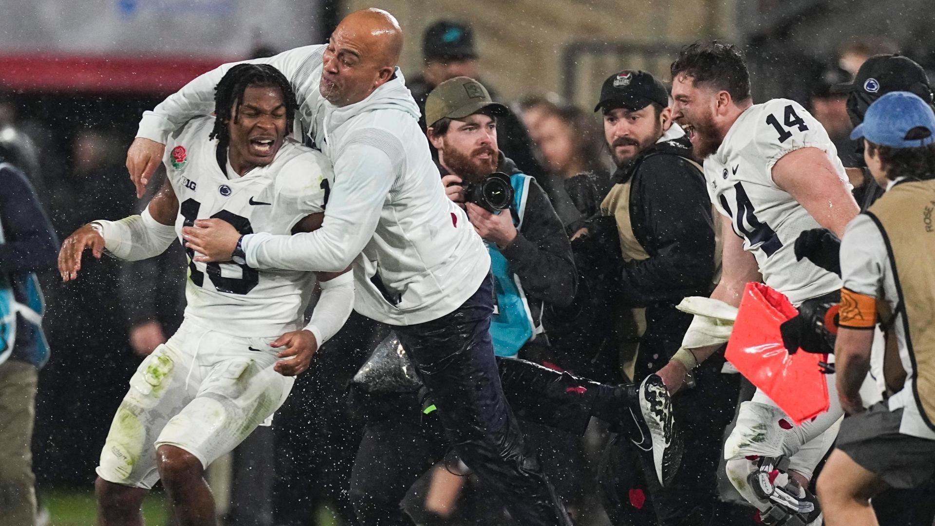 James Franklin gets doused in Gatorade and rose petals after win ESPN