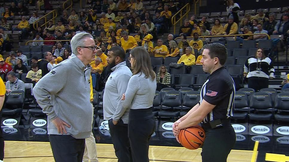 Iowa coach and official get into staredown on the court ESPN Video