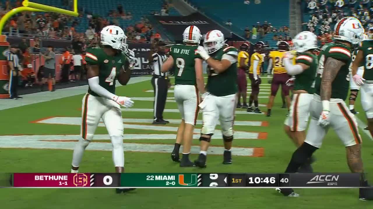 Touchdown! Tyler Van Dyke scores vs. BethuneCookman Wildcats ESPN Video