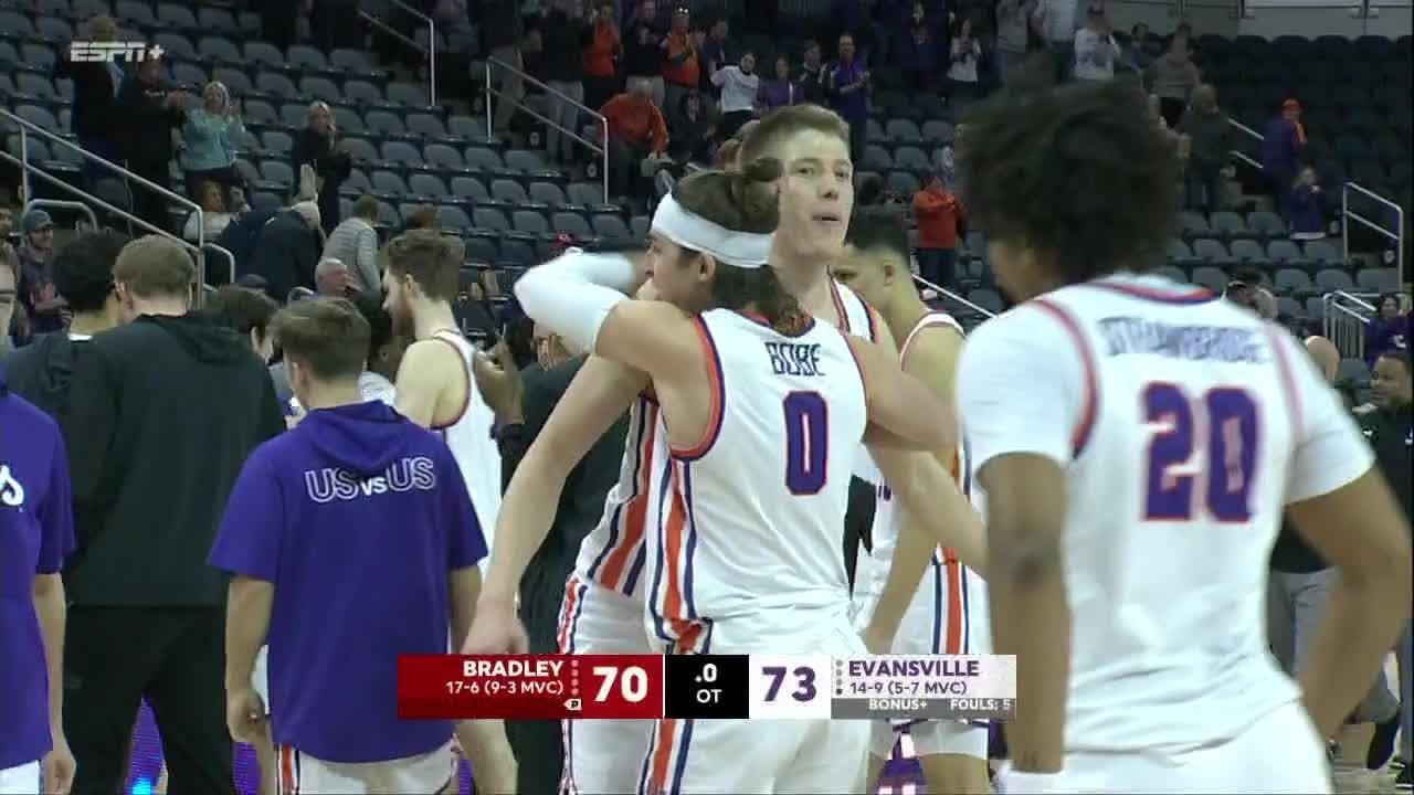 Bradley falls to Evansville after game-tying 3-point attempt is waved off