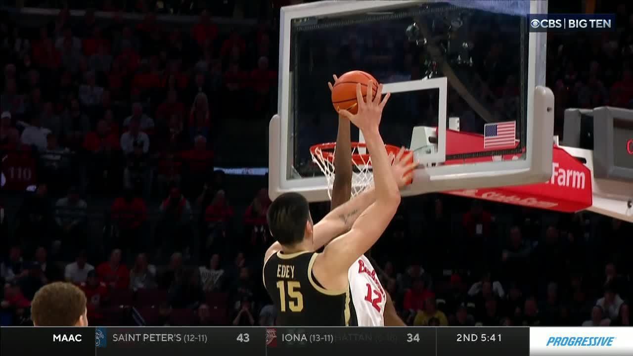 Denied zach edey rejected at the rim by evan mahaffey espn video
